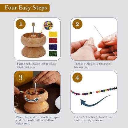 Shop LC Seed Bead Spinner with Big Eye Beading Needle, Clay Bead Spinner Kit Waist Beads Kit for Jewelry Making Bracelet Maker Stringing Pinewood - WoodArtSupply