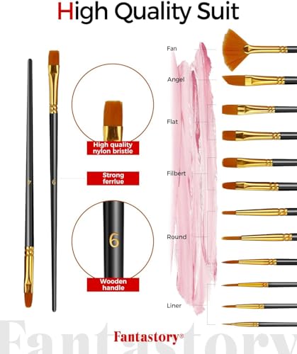 Fantastory Acrylic Paint Set, 24 Classic Colors(2oz/60ml), Professional Craft Paint, Art Supplies Kit for Adults & Kids, Halloween Pumpkin Fantastory