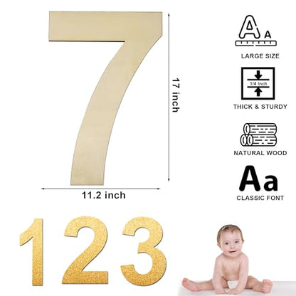 17 Inch Large Wooden Number 7, 1/4 Inch Thick Unfinished Blank Wood Number Slice Sign Board for Wall Decor, Craft, DIY Project, Birthday Wedding - WoodArtSupply