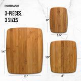 Farberware 3-Piece Kitchen Cutting Board Set, Reversible Chopping Boards for Meal Prep and Serving, Charcuterie Board Set, Wood Cutting Boards, Farberware