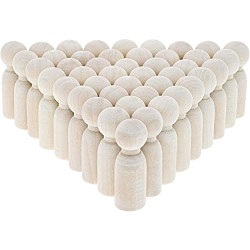 Wood Peg Dolls, Peg Doll Kit (1.77 in, 50-Pack) Bright Creations