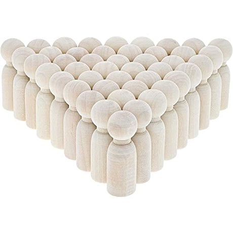 Wood Peg Dolls, Peg Doll Kit (1.77 in, 50-Pack) Bright Creations