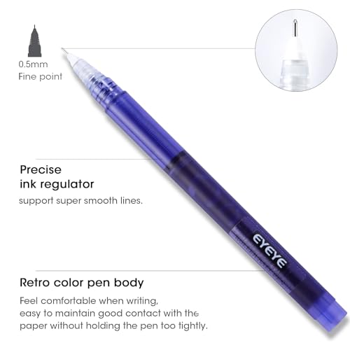 EYEYE 15 Pcs Rollerball Pens Ink Fine Tip Pens，Multicolored 15 Colors Quick Drying 0.5mm Extra Fine Point Liquid Ink RollerBall Pens Fine Point, - WoodArtSupply