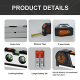 Laser Level Line Tool, 4 in 1 Multipurpose Standard Cross Line Laser Level, 10ft/3M Measure Tape Ruler, 3 Mode Laser Line,3 leveling bubble and Ruler Ayitam