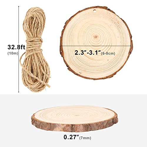 Falling in Art 2.3-3.1 Inches Natural Wood Slices Set for Crafts - 25Pcs Round Wood Discs with Pre-drilled Hole for DIY Projects, Christmas Ornaments Falling in Art