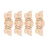 Wood Applique Rubber Wood Carved Corner Onlay Applique Furniture,Decorative Wood Appliques,Onlay Door Wall Cabinet Frame Decor Flower Shape Unpainted Pilipane