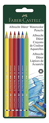 Faber-Castell Albrecht Durer Watercolor Pencils, Set of 6 Colors - Professional Art Supplies, Quality Water Colored Pencils for Artists - WoodArtSupply