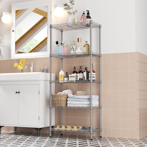 SINGAYE 5 Tier Storage Rack Wire Shelving Unit Storage Shelves Metal for Pantry Closet Kitchen Laundry 660Lbs Capacity 23.6" L x 14" W x 59.1" H SINGAYE
