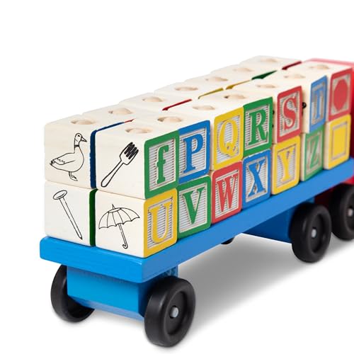 Melissa & Doug Alphabet Blocks Wooden Truck Educational Toy - WoodArtSupply