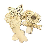 Honbay 40PCS Unfinished Spring Wooden Cutouts Wood Butterfly Sunflower Beetle Flower Dragonfly Mushroom Bee Snail Slices for DIY Crafts Home HONBAY