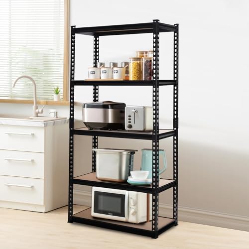 PACHIRA E-Commerce 72" Garage Shelving Heavy Duty Adjustable 5 Tier Storage Shelves with MDF Board Black Shelves for Garage,Kitchen,Office,35.43" PACHIRA E-Commerce