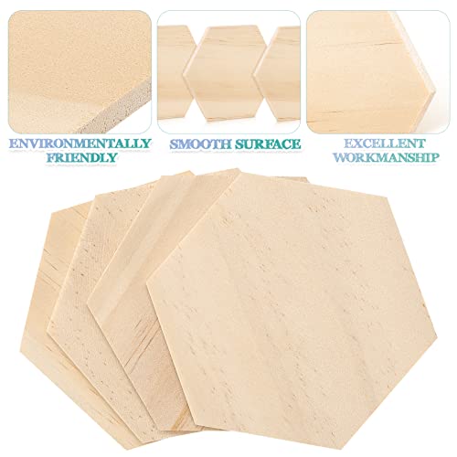 MAGICLULU 25pcs 9CM Unfinished Wood Hexagon Pieces Unfinished Wood Cutout Hexagon Shape Hexagon Blank Unfinished Wood Slices for Craft DIY Projects MAGICLULU