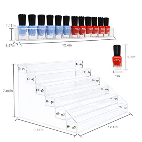 Kingtaily Nail Polish Organizer 72 Bottles of 6 Layers Acrylic Display Rack Storage Rack, Clear Essential Oil Stand Holder, Sunglasses Kingtaily