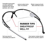 HTS HUNTERSKY E9532 Super Flexible Lightweight Anti Fog Wrap-Around U6 Clear Shooting Safety Glasses with ANSI Z87.1 Scratch Resist HTS HUNTERSKY