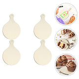 TEHAUX 4pcs Wood Craft Cutting Board Unfinished Mini Wooden Cutting Board DIY Blank Paddle with Handle Round Serving Board Chopping Board for TEHAUX