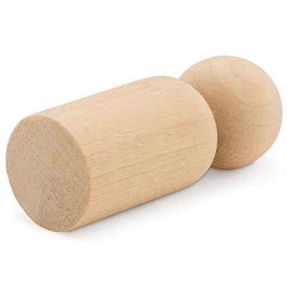 Wood Peg Dolls Unfinished 2-3/8 inch, Pack of 100 Birch Wooden Dad Dolls for Peg People Crafts and Small World Play - WoodArtSupply