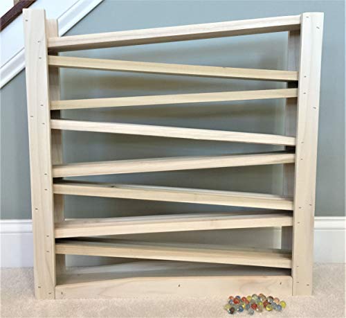 Deluxe, Authentic Wood Double Marble Run. Excessively Designed, Amish Built. About 25” x 25”, 8 Levels of Twin Tracks – Taller, Longer, More Tracks, Generic