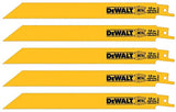 DEWALT Reciprocating Saw Blades, Straight Back, Bi-Metal, 8-Inch, 18 TPI, 5-Pack (DW4821) DEWALT