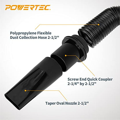 POWERTEC 70208V 2-1/4 Inch Dust Collection Flexible Hose Kit,Black - WoodArtSupply