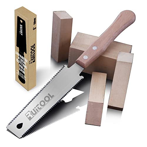 RUITOOL Japanese Hand Saw 6 Inch Double Edge Sided Pull Saw Ryoba SK5 Flexible Blade 14/17 TPI Flush Cut Beech Handle Wood Saw for Woodworking Tools - WoodArtSupply