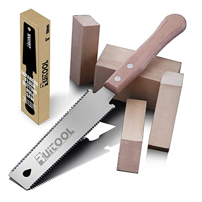 RUITOOL Japanese Hand Saw 6 Inch Double Edge Sided Pull Saw Ryoba SK5 Flexible Blade 14/17 TPI Flush Cut Beech Handle Wood Saw for Woodworking Tools - WoodArtSupply