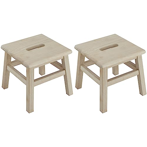 eHemco Solid Hardwood Step Stool, 12.25 Inches, Unfinished, Set of 2 eHemco