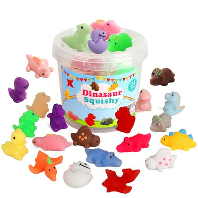 Mochi Squishy Toys, 24 pcs Dinasaur Squishy Animal Party Favors for Kids Classroom Prize Stress Relief Squishies Bulk Gift for Birthday Pinata Goodie