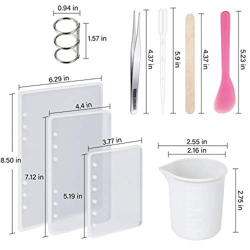 WILLBOND 26pcs Resin Notebook Mold Kits,Notebook Cover Silicone Molds for A5 A6 A7,Silicone Resin Molds for Notebook Epoxy Resin DIY,with Book WILLBOND