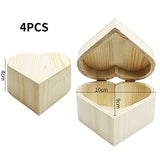 Chris.W 4 Pieces Unfinished Wooden Box Heart Shaped Eternal Flower Storage Box, Natural Wood Box with Maganets for Crafting Making Jewelry Box Art Chris.W