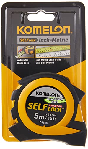 Komelon PSE55E 5M/16' Metric Self-Lock Tape Measure, Yellow/Black - WoodArtSupply