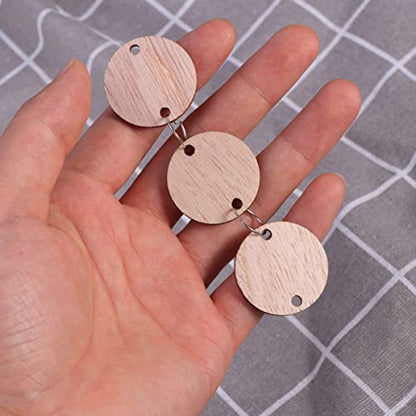 SEWACC Birthday Calendar Wall Hanging 50pcs Blank Wood Circle Pendants Round Wooden Circle Discs with Hole and Rings Birthday Board Tags Pendant