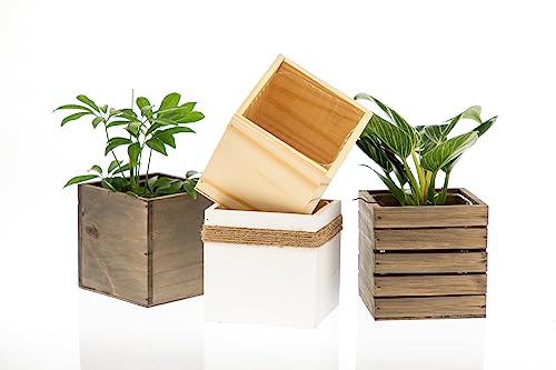 Wooden Planter Box, Rustic Barn Wood with Plastic Liner l Garden Decor l Restaurant and Wedding Decorations l Wedding Bouquets, Table Centerpiece - WoodArtSupply