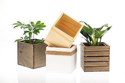 Wooden Planter Box, Rustic Barn Wood with Plastic Liner l Garden Decor l Restaurant and Wedding Decorations l Wedding Bouquets, Table Centerpiece - WoodArtSupply