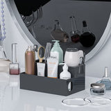 PITBVO Hair Tool Organizer, Black Acrylic Hair Dryer Holder with 3 Cups, Bathroom Supplies Countertop Blow Dryer Holder, Vanity Caddy Storage Stand PITBVO