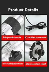 TAUFAOD Palm Router Electric Hand Trimmer Wood Router Collets Woodworking Tool Laminate Trimmer 110V 800W (800W Blue) TAUFAOD