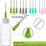 Expesumas 6 Pcs Glue Applicator Bottles, 30ml Plastic Squeezable Dropper Bottles with Blunt Needle Tip 14ga 16ga 18ga 20ga for Glue Applications, Expesumas