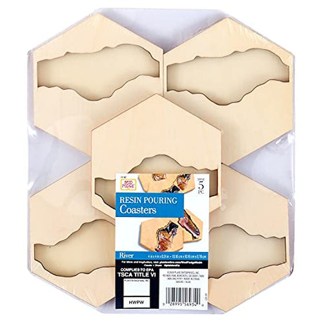 Mod Podge, River Set of 5 Coaster Kit, Surface for Epoxy, DIY Wood Pouring Supplies for Resin Arts and Crafts, 56934E Mod Podge