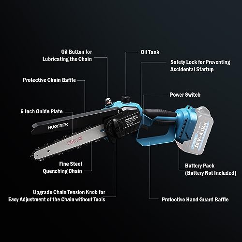 Cordless Mini Chainsaw Compatible With Makita 18v Battery,Huoeren Brushless Handheld 6 Inch Small Chain Saw With Oiler, 2 Chains And Chain File For - WoodArtSupply