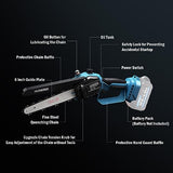 Cordless Mini Chainsaw Compatible With Makita 18v Battery,Huoeren Brushless Handheld 6 Inch Small Chain Saw With Oiler, 2 Chains And Chain File For Huoeren
