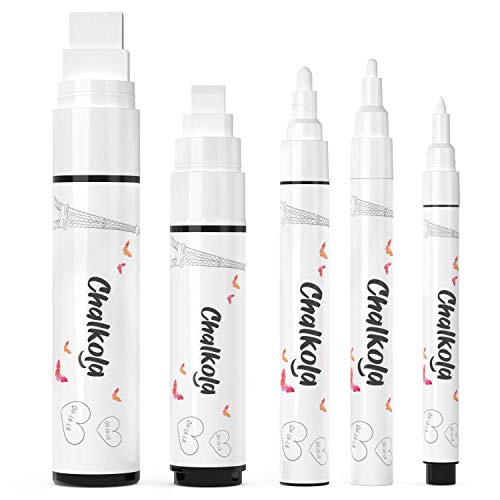 Chalkola Markers Bundle - 8 Neon 15mm + 5 White + 60 Dry Erase Marker - WoodArtSupply