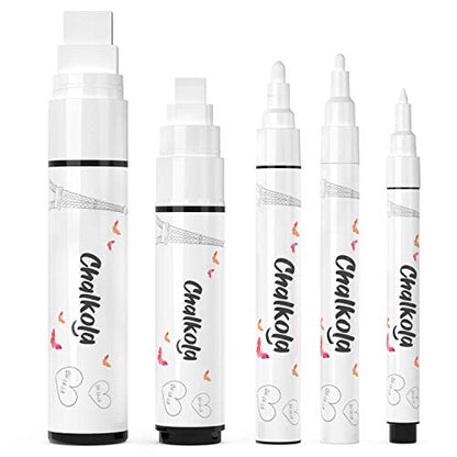 Chalkola Markers Bundle - 8 Neon 15mm + 5 White + 60 Dry Erase Marker - WoodArtSupply