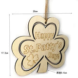 4 Pieces St. Patrick's Day Blank Wooden Ornament, Unfinished Hanging Shamrock Wooden Pendant, Clover Shaped Wood Embellishments with Twines for Irish Attria