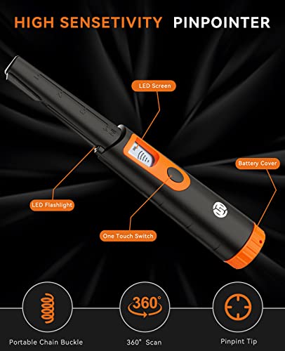 SUNPOW Metal Detector Pinpointer for Adults & Kids, Fully Waterproof, 360°Detection Handheld Pin Pointer Wand with LCD Screen, 3 Modes (Buzzer, - WoodArtSupply