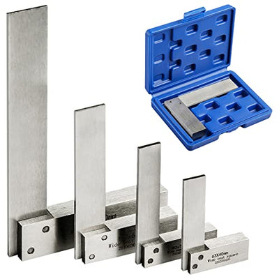 Boomgood Machinist Square Set Engineer Precision Mini Wide Base 90 Degree Right Angle Ruler Hardened Steel 4 Pieces, Silver (BG-0326)