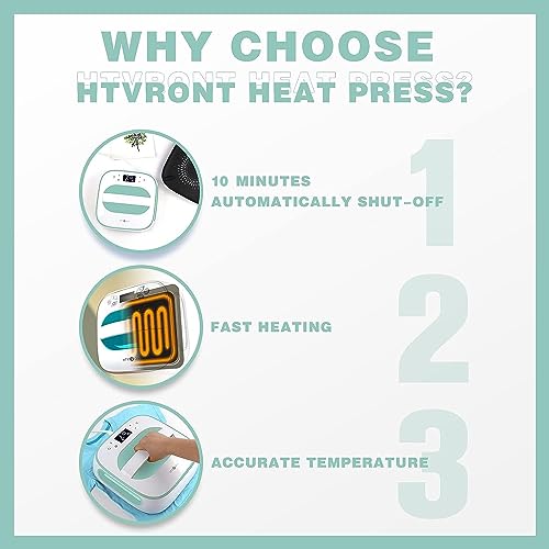 HTVRONT Heat Press Machine for T-Shirts, Portable Heat Press 10"X10", Iron Press for Sublimation and HTV Vinyl Shirt Press Machine for Hat, Bags, HTVRONT