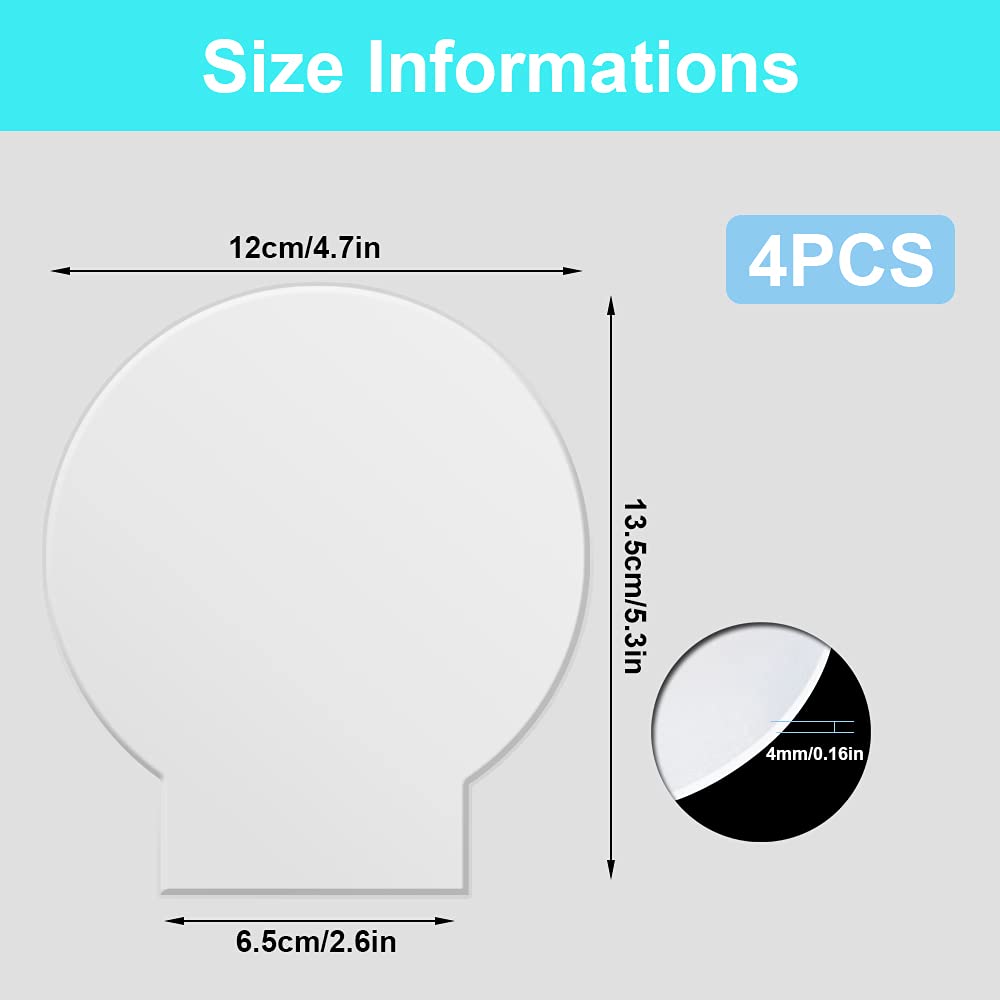 N A 4Pcs Acrylic Sheets for Light Base,Acrylic Sheet Clear Cast, Plastic Glass Board for LED Light Base, DIY Display Projects, Signs, 0.16(4mm) N //A