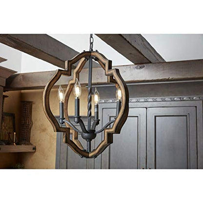 Spicewood Collection 4-Light Farmhouse Chandelier Light Gilded Iron Black - WoodArtSupply