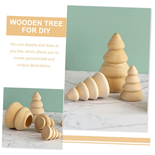 Tofficu 10pcs Wood Tree Wooden Peg Figures Unfinished Wood Christmas Tree Wooden Peg Dolls People Tree Figurine Model Paintable Wood Tree Wood Peg Tofficu