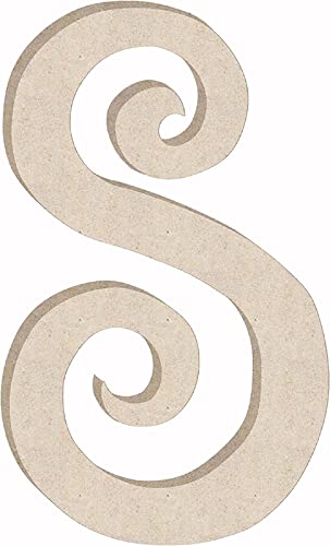 Blank 7 Inch Wooden Craft Letters, Unfinished S Curlz Alphabet Letters for Kid Learning Project, Paintable Wall Hanging NEXTCraft