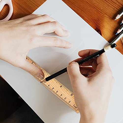 144 PCS 6 Inch 15 cm Wooden Rulers, 2 Scales Accurate Wood School Ruler Double Sided Wood Measuring Tool for Students, Crafts, Office, Home Uses MUKCHAP